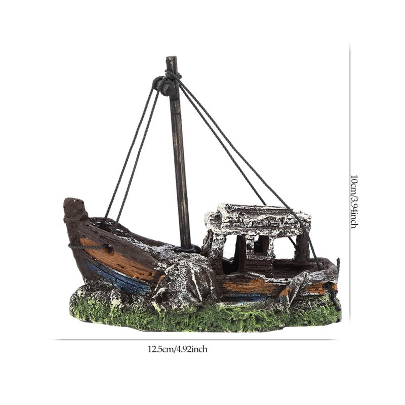 Aquarium Shipwreck Resin Ornament Fish Tank Decor Simulation House Landscape - Image 4