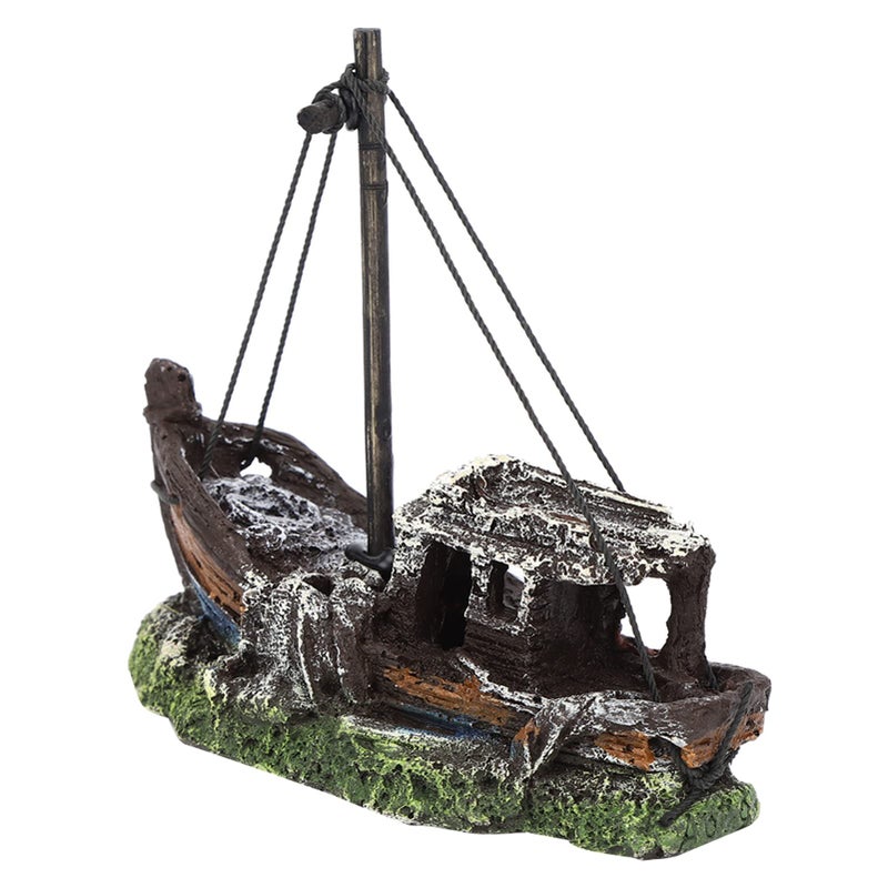 Aquarium Shipwreck Resin Ornament Fish Tank Decor Simulation House Landscape - Image 5