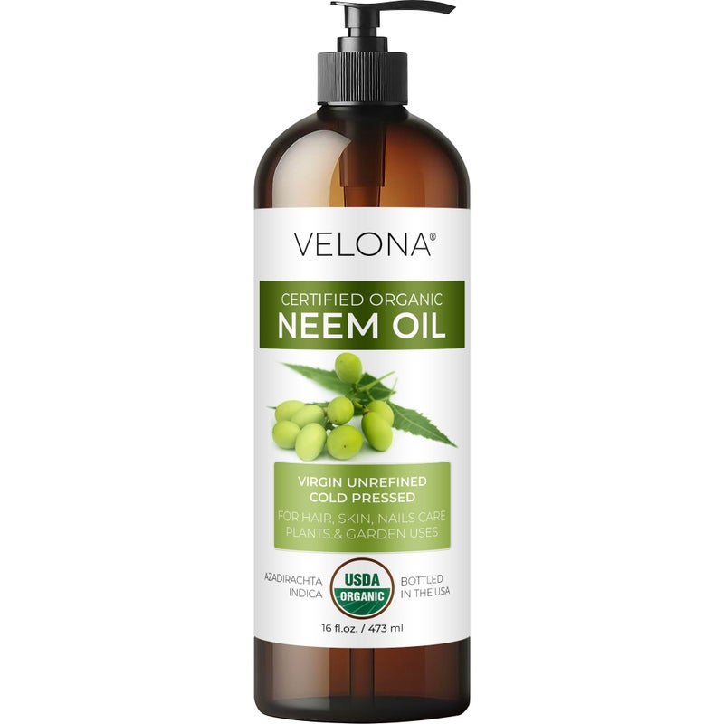 velona Neem Oil USDA Certified Organic - 16 Fl Oz | 100% Pure and Natural Carrier Oil | Virgin, Unrefined, Cold Pressed | Hair, Body and Skin Care | Use Today - Enjoy Results - Image 1