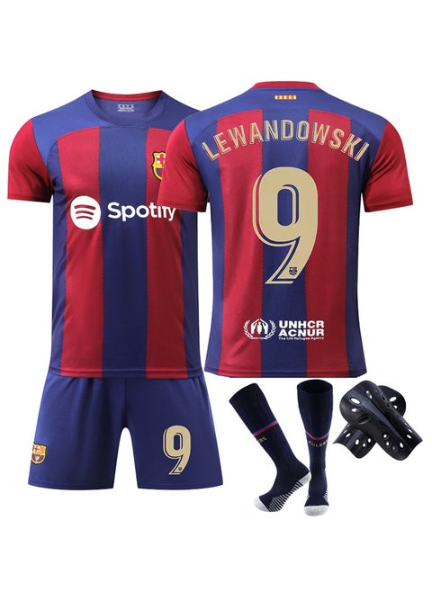 Youth Adult Football FC Barcelona No. 9 Home Jersey, Football Tracksuits, Boys Jerseys, Football Training T-Shirts, Shorts and Socks Knee Pads