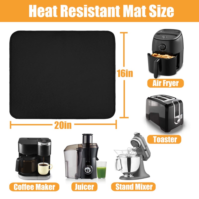 TOHONFOO Heat Resistant Mat for Countertop, 16x20in Hot Pads for Kitchen Counter Heat Protector, Fireproof Air Fryer and Deep Fryer Mat for Oven, Coffee Machine Compatible with Ninja, COSORI, Cuisinart, Black - Image 4
