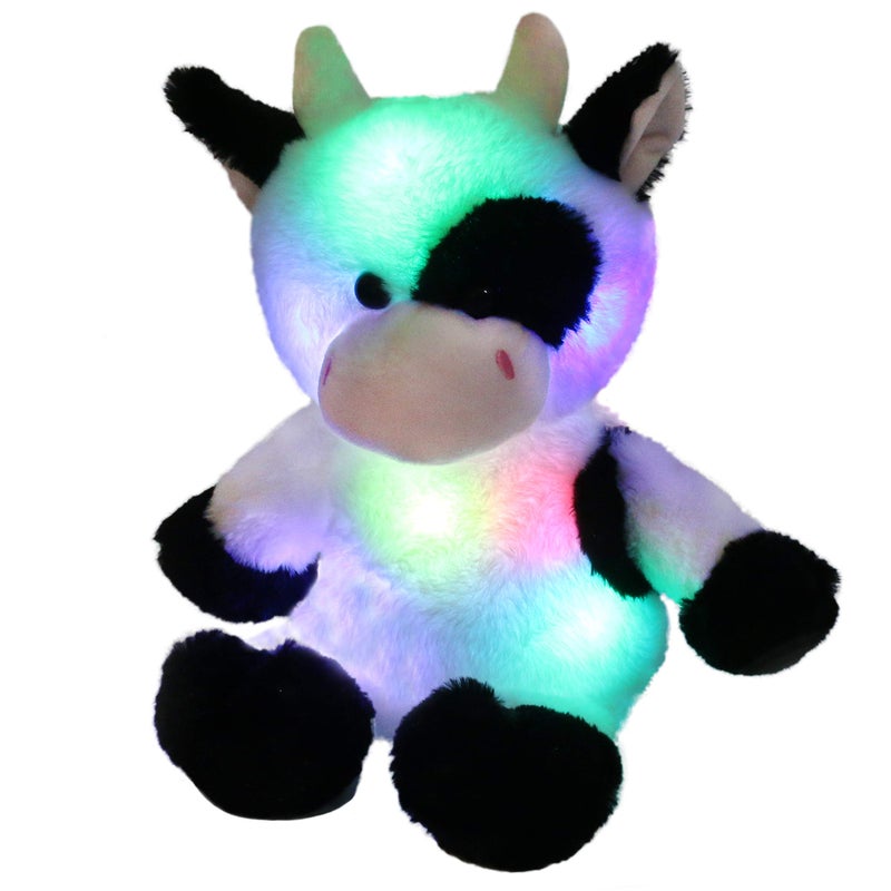 Glow Guards Light up Cow Stuffed Animal Adorable Glow Soft Farm Animal Plush Toy with LED Night Lights Birthday Christmas Childrens Day Gifts for Toddler Kids 15 - Image 3