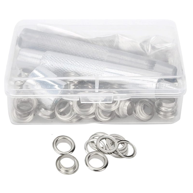 HighQuality 0.3" Brass Grommet Eyelets Set with Tools for Clothing Canvas Craft - Shoes Clothing Handicrafts - 100 Sets (Silver) - Image 4
