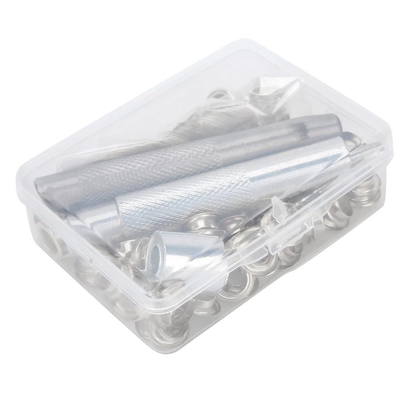 HighQuality 0.3" Brass Grommet Eyelets Set with Tools for Clothing Canvas Craft - Shoes Clothing Handicrafts - 100 Sets (Silver) - Image 1