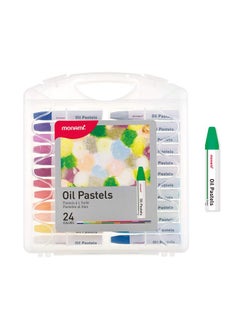 Monami Oil Pastels, Jumbo Size Hexagonal Shape Oil Pastels For Kids And Students With Handy Carrying Case, 24 Vivid Colors Pack  - Image 1