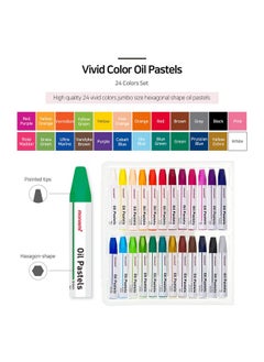 Monami Oil Pastels, Jumbo Size Hexagonal Shape Oil Pastels For Kids And Students With Handy Carrying Case, 24 Vivid Colors Pack  - Image 2