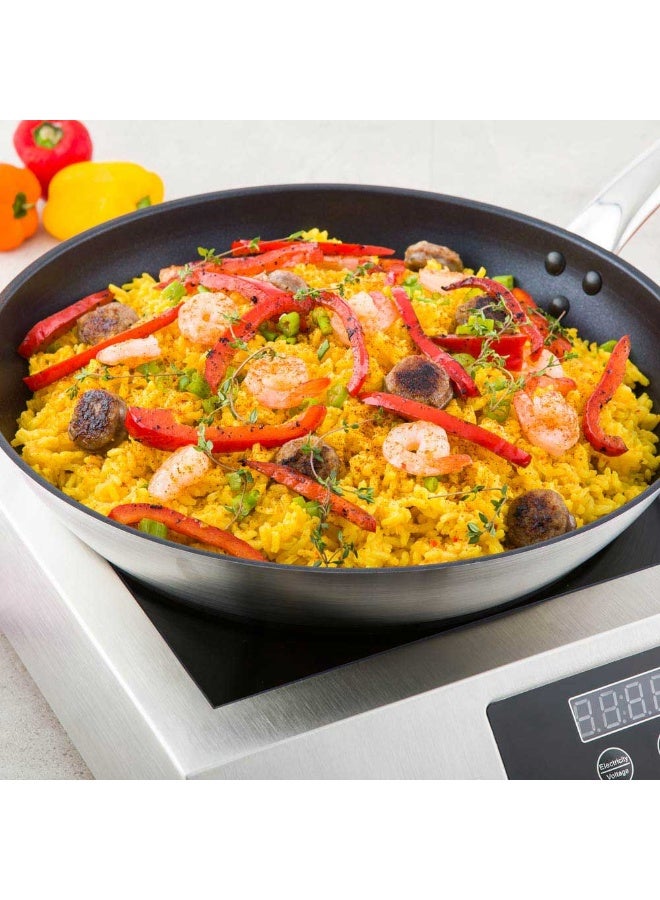 Restaurantware Met Lux 12.6 Inch Round Frying Pan, 1 Non-Stick Frying Pan - Induction Ready, Riveted Handle, Stainless Steel Fry Pan, Dishwashable, Cookware For Homes or Restaurants - Image 3