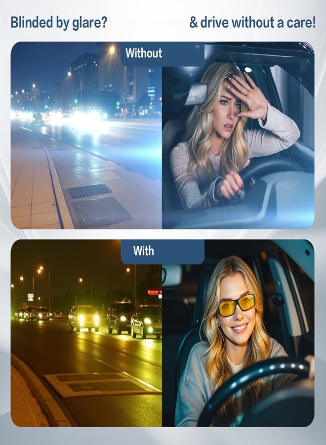 أوساويك نظارات القيادة الليلية تناسب الرجال والنساء نظارات الرؤية الليلية المستقطبة المضادة للتوهج تلتف حول العدسة الصفراء عالية الوضوح - Image 2