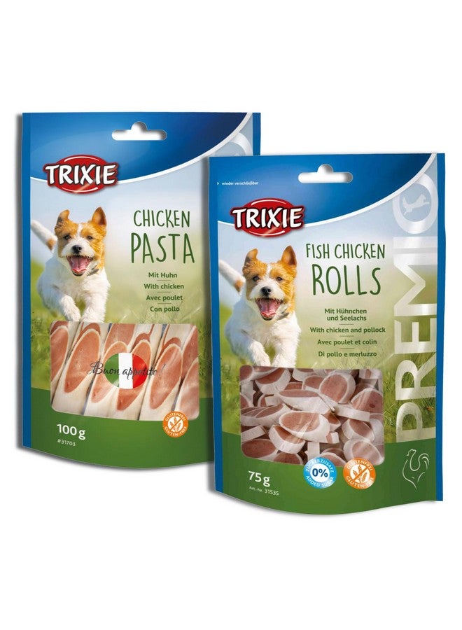 Trixie Premio Dog Treats Combo: Chicken Pasta, 100 G And Cheese Chicken Stripes, 100 G - Protein Rich, Healthy & Training Snacks For All Dog Breeds - Image 1