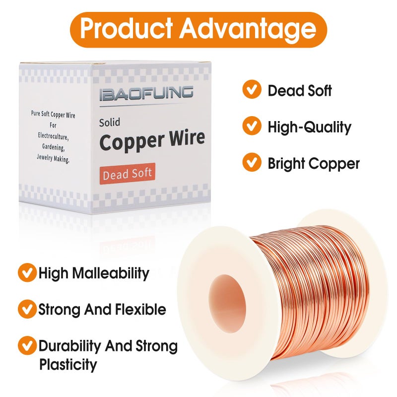 ibaofuing 99.9% Soft Copper Wire, 18 Gauge/ 1 mm Diameter, 213 Feet / 65m, 1 Pound Spool Pure Copper Wire, Jewelry Making Wire Craft Wire - Image 2