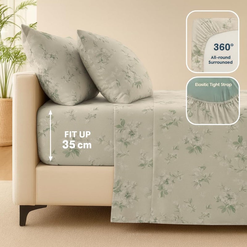Amali  6 Pieces Bedsheet Set King Size (200 x 200+35cm) Polycotton Including 1 Duvet Cover 1 Fitted Sheet 2 Oxford & 2 Standard Pillowcases Durable & Long Lasting Quality - Image 2