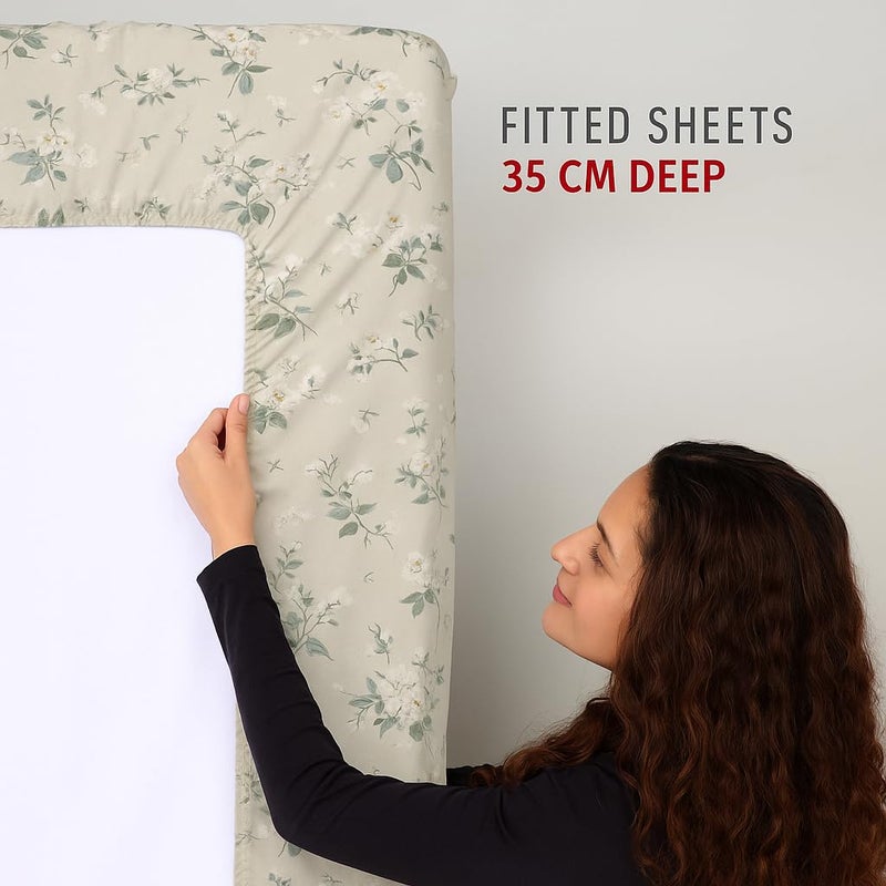 Amali  6 Pieces Bedsheet Set King Size (200 x 200+35cm) Polycotton Including 1 Duvet Cover 1 Fitted Sheet 2 Oxford & 2 Standard Pillowcases Durable & Long Lasting Quality - Image 4