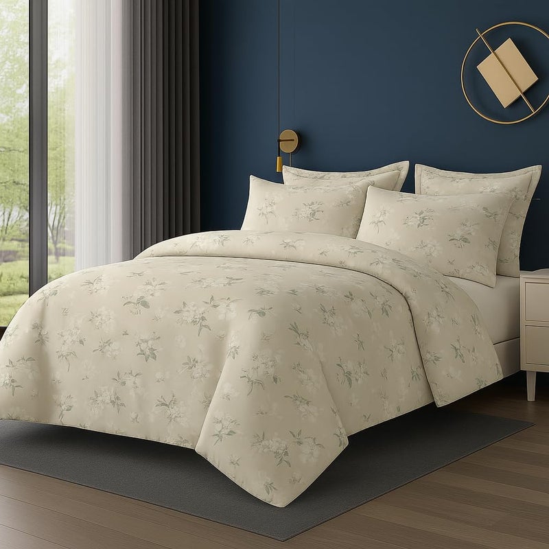 Amali  6 Pieces Bedsheet Set King Size (200 x 200+35cm) Polycotton Including 1 Duvet Cover 1 Fitted Sheet 2 Oxford & 2 Standard Pillowcases Durable & Long Lasting Quality - Image 1
