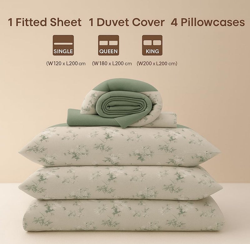 Amali  6 Pieces Bedsheet Set King Size (200 x 200+35cm) Polycotton Including 1 Duvet Cover 1 Fitted Sheet 2 Oxford & 2 Standard Pillowcases Durable & Long Lasting Quality - Image 3