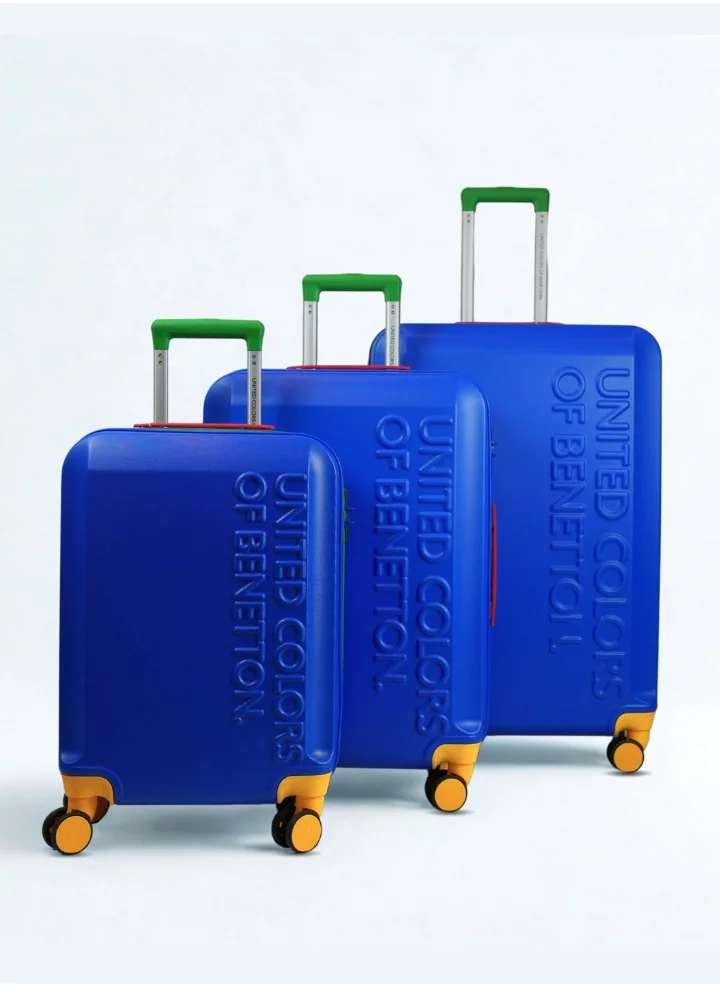 UNITED COLORS OF BENETTON BNTA-203X Set of 3 Luggage with TSA Lock| Material- Acrylonitrile Butadiene Styrene| Adjustable Trolley Handle | Smooth Dual Wheels 360degree rotate| SIZE-20/24/28 Inch| BLUE