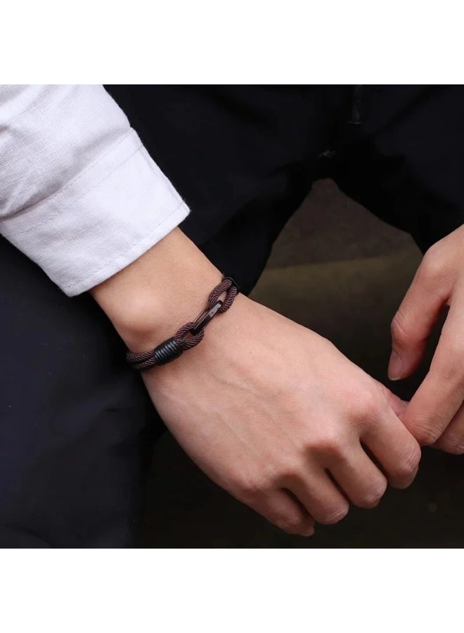 Ligant Fabric Bracelet in Brown - Modern Design with a Distinctive Touch - Stylish Unisex Wristband for Casual Sophistication - Image 3