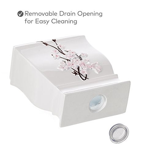 Creative Scents Vanda Bathroom Set - Cherry Blossom White Bathroom Accessories Set - 4 Piece Floral Bathroom Soap Dispenser Set Includes: Lotion Dispenser, Toothbrush Holder, Tumbler & Soap Dish - Image 4