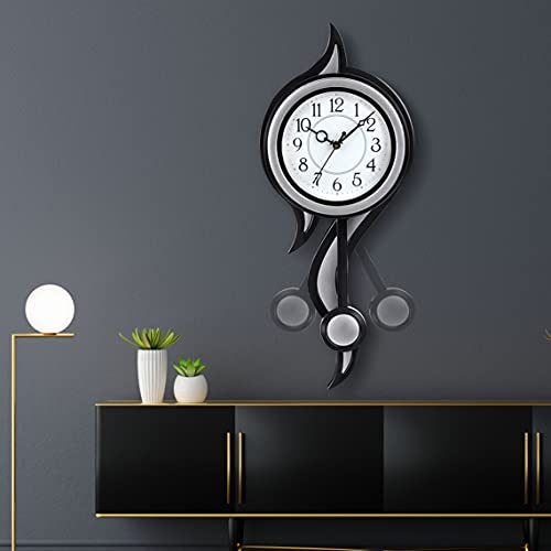 Harbour Analog Latest Stylish New Models Plastic Big Size Wall Clock with Pendulum for Home Living Room Hall Bedroom (Size Height 52 cm X Width 22 cm, Color Silver) Mz AD 13 SNGL - Image 2