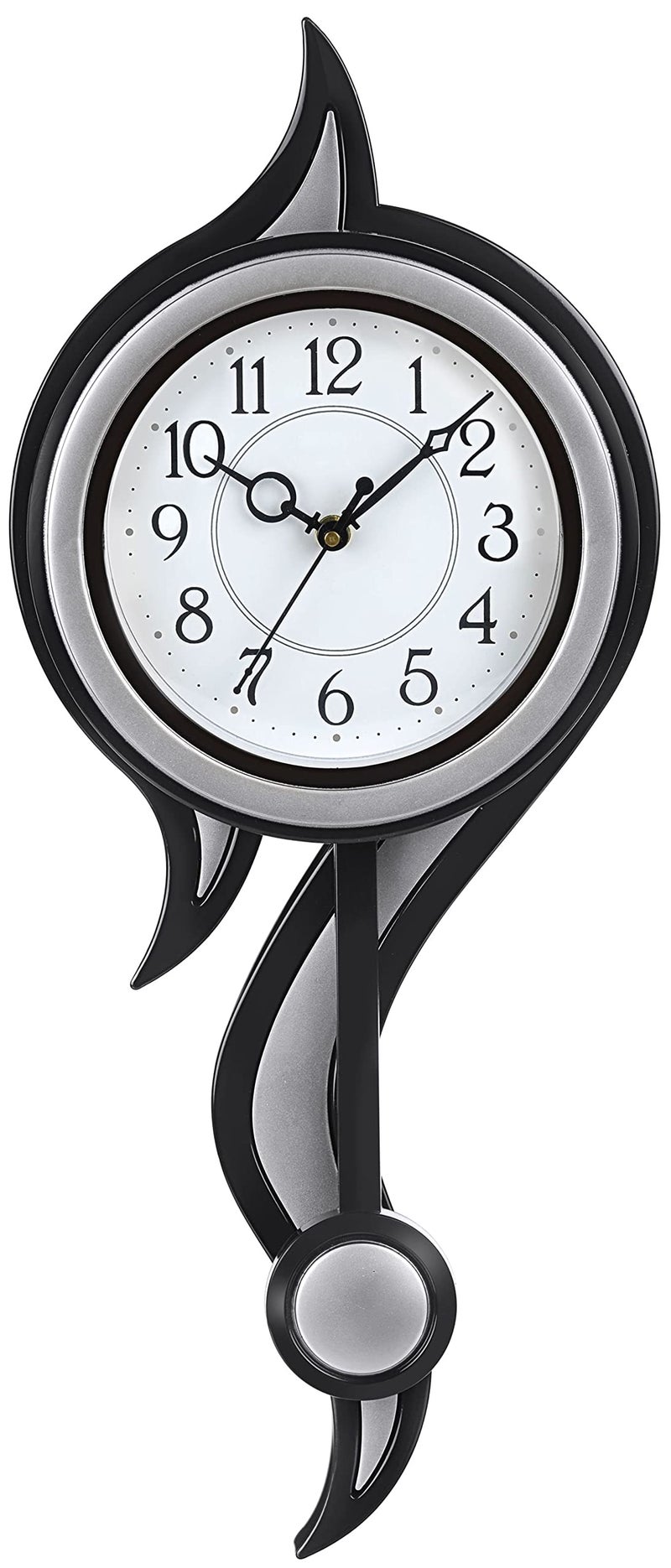 Harbour Analog Latest Stylish New Models Plastic Big Size Wall Clock with Pendulum for Home Living Room Hall Bedroom (Size Height 52 cm X Width 22 cm, Color Silver) Mz AD 13 SNGL - Image 5