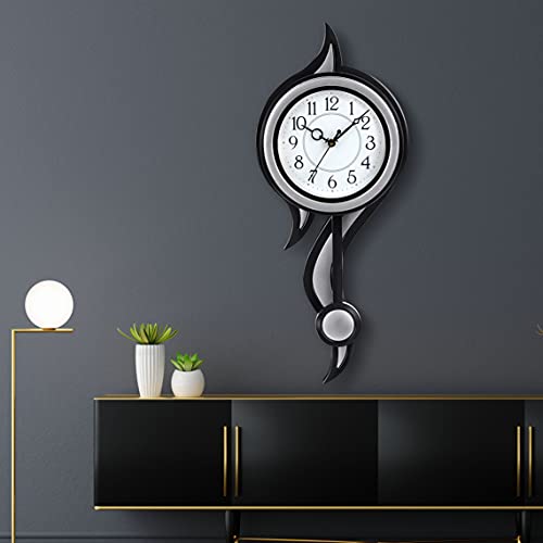 Harbour Analog Latest Stylish New Models Plastic Big Size Wall Clock with Pendulum for Home Living Room Hall Bedroom (Size Height 52 cm X Width 22 cm, Color Silver) Mz AD 13 SNGL - Image 3