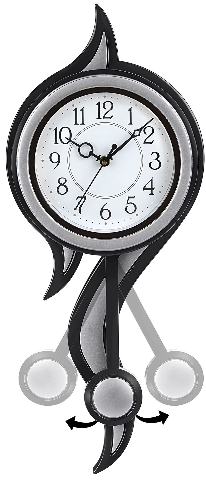 Harbour Analog Latest Stylish New Models Plastic Big Size Wall Clock with Pendulum for Home Living Room Hall Bedroom (Size Height 52 cm X Width 22 cm, Color Silver) Mz AD 13 SNGL - Image 4