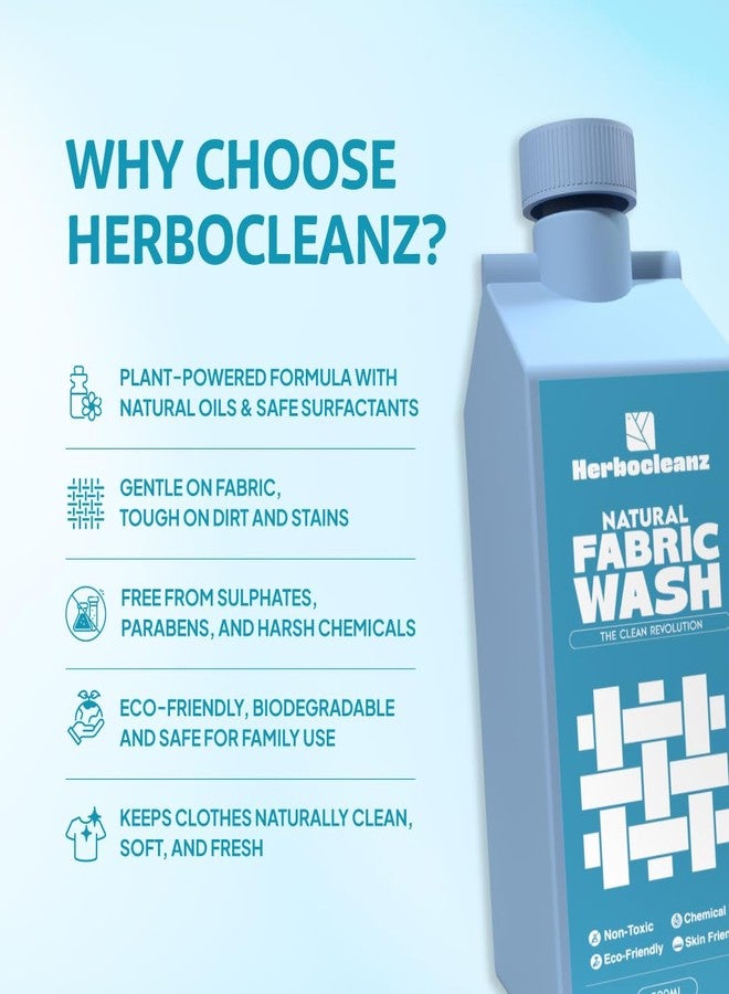 HERBOCLEANZ Advanced Fabric Wash - Eco-Friendly Detergent for All Machines, Top & Front Load - Plant-Based, Skin-Friendly Formula, Biodegradable, No Harsh Chemicals - Fresh & Clean Clothes 500Ml - Image 5