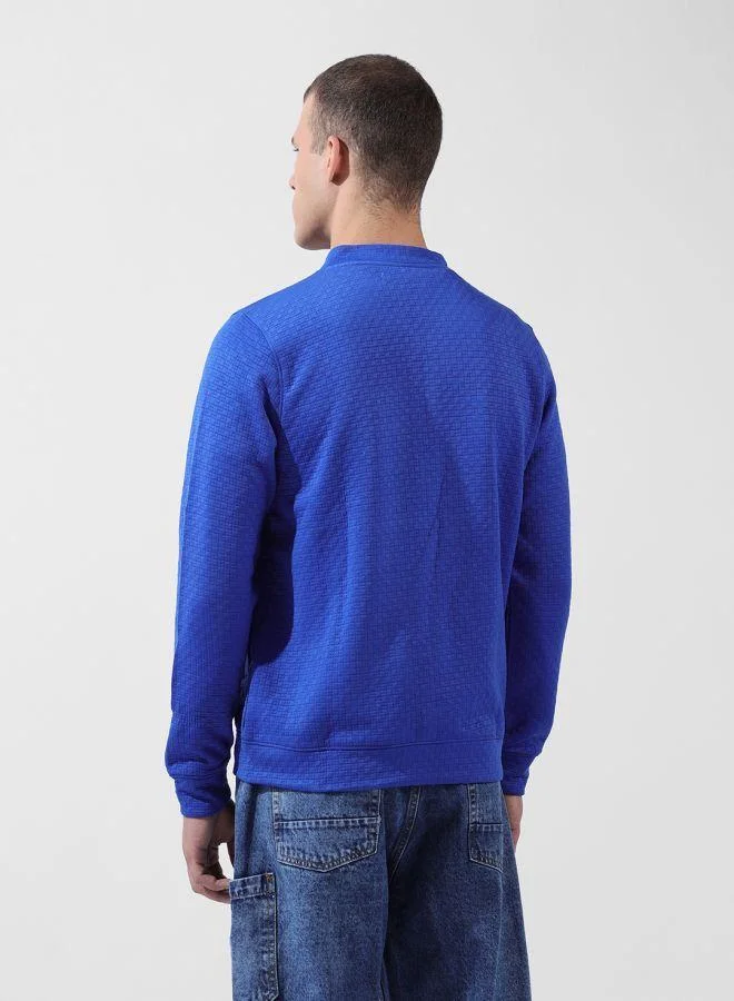 ذا انديان كراج كو Men Regular Fit Self Design Round Neck Full Sleeves Sweatshirt
