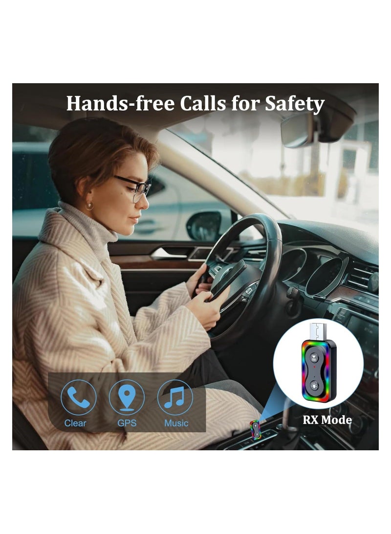 Bluetooth Transmitter and Receiver, 5.3 Car Bluetooth Adapter with 3.5mm Jack Aux Cable, Portable Bluetooth Music Receiver for Car/TV/Home Stereo/Headphone/Speaker - Image 2