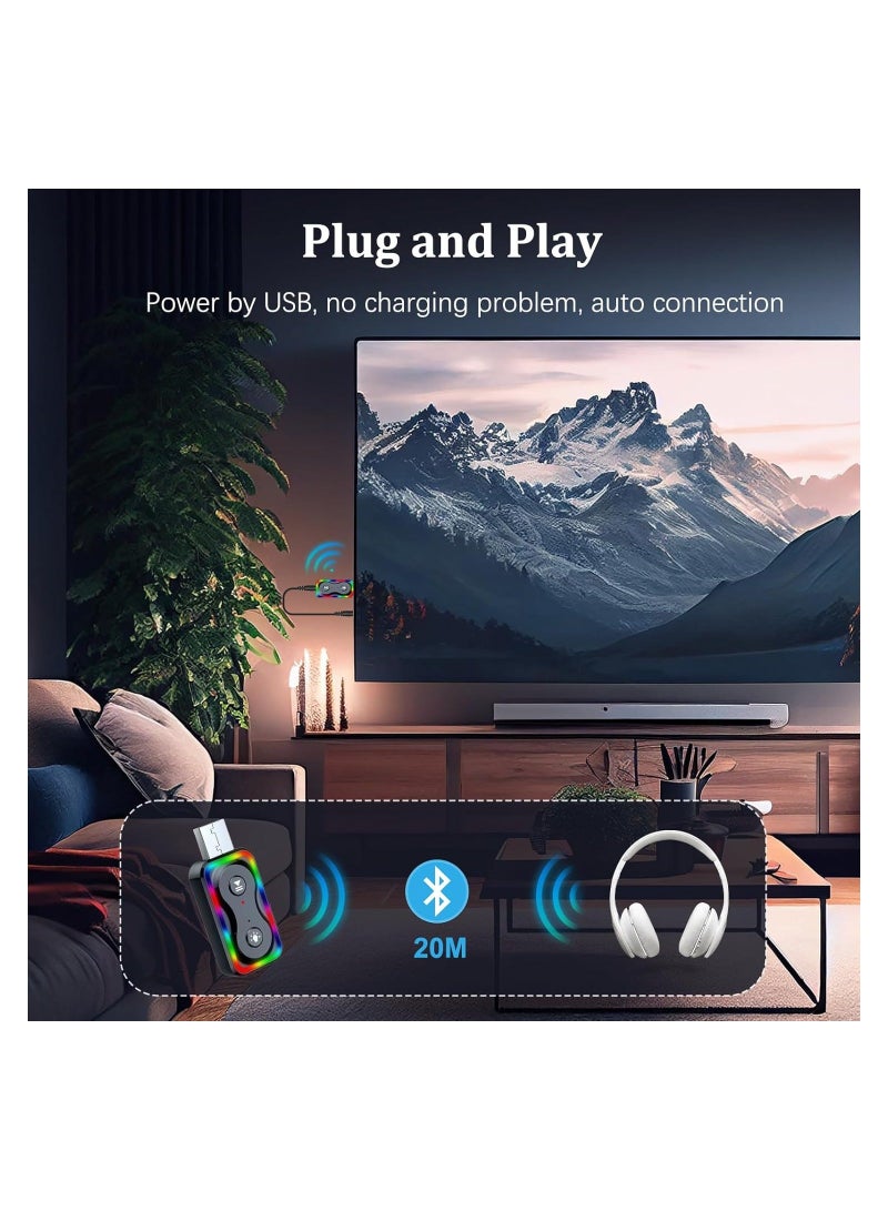 Bluetooth Transmitter and Receiver, 5.3 Car Bluetooth Adapter with 3.5mm Jack Aux Cable, Portable Bluetooth Music Receiver for Car/TV/Home Stereo/Headphone/Speaker - Image 4