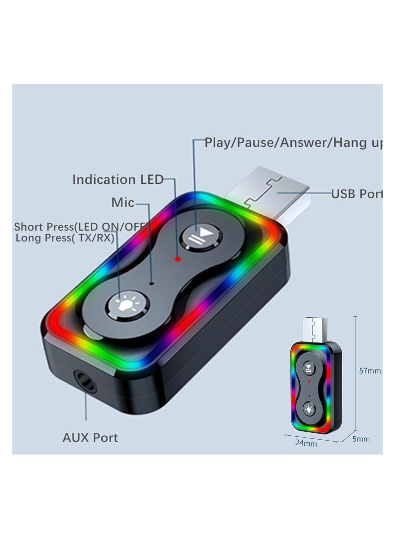 Bluetooth Transmitter and Receiver, 5.3 Car Bluetooth Adapter with 3.5mm Jack Aux Cable, Portable Bluetooth Music Receiver for Car/TV/Home Stereo/Headphone/Speaker - Image 5