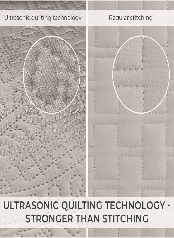 mellanni - Mellanni Bedspread Coverlet Set - Twin Bedding Cover with Sham - Ultrasonic Quilting Technology - 2 Piece Twin Beige Quilt Set - Bedspreads & Coverlets (Twin, Beige) - Image 1