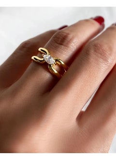 Marquise Cut Zircon Stone Gold Plated Ring