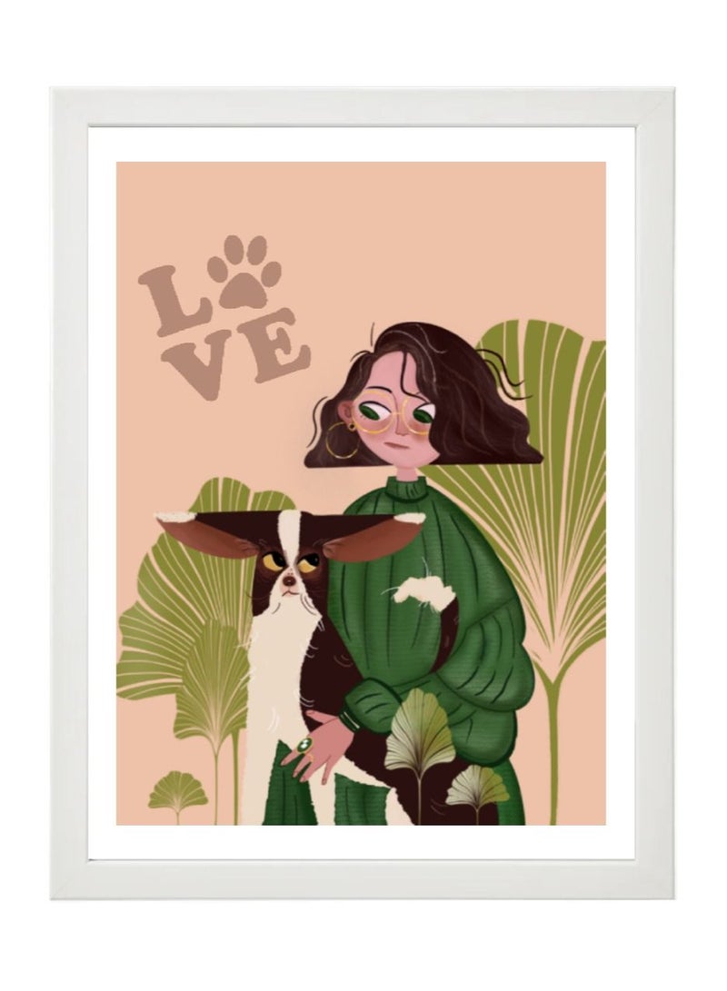 Boomah Accessories Dog Lover, Pet Lover Animal Illustration Nursery Poster with Frame 30x40cm