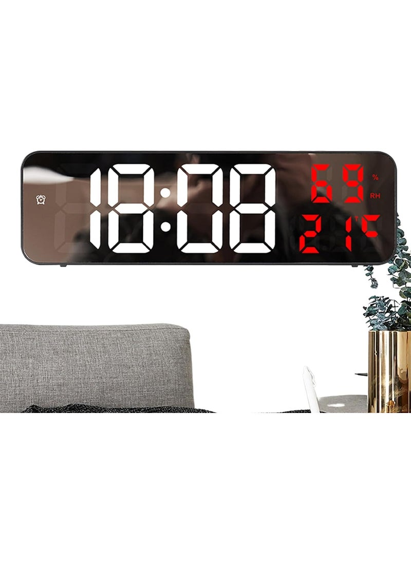 Deoxys - Deoxys Electronic Clock Wall Mounted Mirror Large Digital LED Clock Portable Bedroom Alarm Clock for Beside Large Screen Plug in Clock Alarm Clock for Office Bedroom Home - Image 1