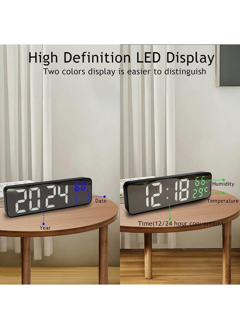 Deoxys - Deoxys Electronic Clock Wall Mounted Mirror Large Digital LED Clock Portable Bedroom Alarm Clock for Beside Large Screen Plug in Clock Alarm Clock for Office Bedroom Home - Image 1