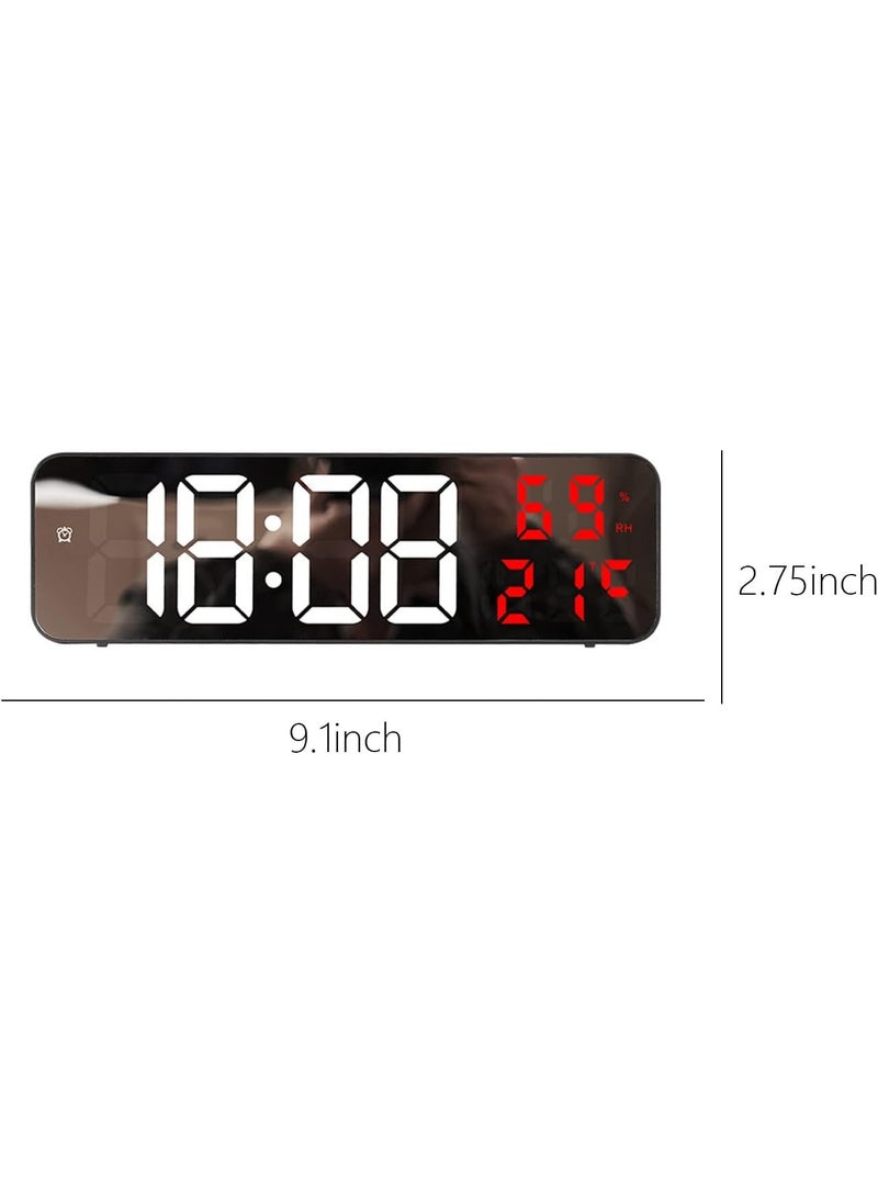 Deoxys - Deoxys Electronic Clock Wall Mounted Mirror Large Digital LED Clock Portable Bedroom Alarm Clock for Beside Large Screen Plug in Clock Alarm Clock for Office Bedroom Home - Image 1