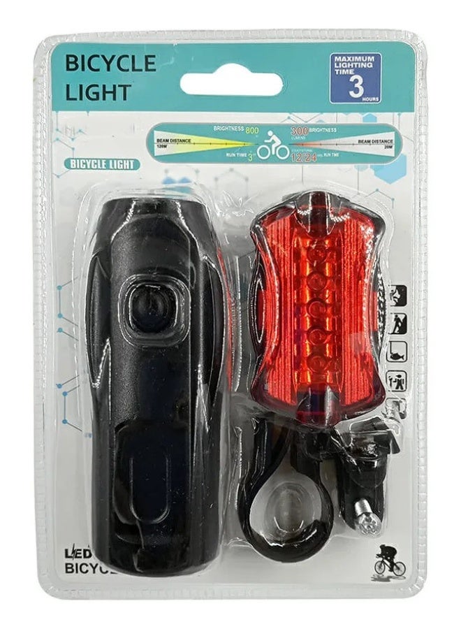 Bicycle Front Light and Tail Lamp Mountain Bike Safety Riding Set With 5*LED High Flashing Lamp Beads Rainproof - Image 2