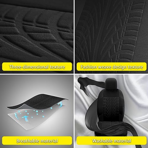 JINGSEN 17 Car Seat Cover Full Set for Women,Universal Car Seat Cover,Plush Steering Wheel Cover,Fluffy Soft Wool Handbrake Gear,Suspension Accessories Full SUV((Patterned Black - Image 5