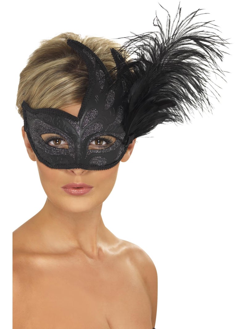 Smiffys Ornate Colombina Flame and Feather Mask - Image 1