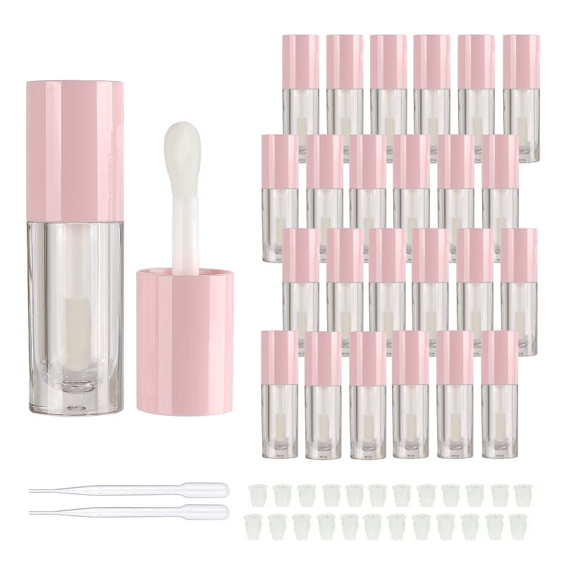 COSIDEA 14pcs Empty 6ml big doe foot wand Chunky lip gloss tubes for DIY lipgloss,Pink round lipgloss containers tubes with thick wand (Pink) - Image 1