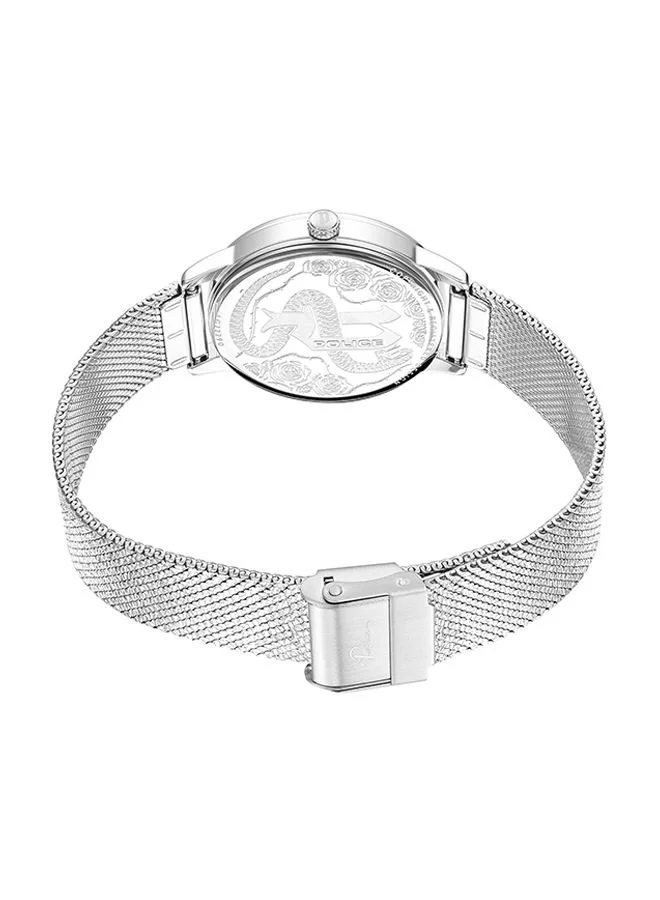 POLICE Camii Watch For Women White Mother Of Pearl Dial And Silver Mesh Bracelet
