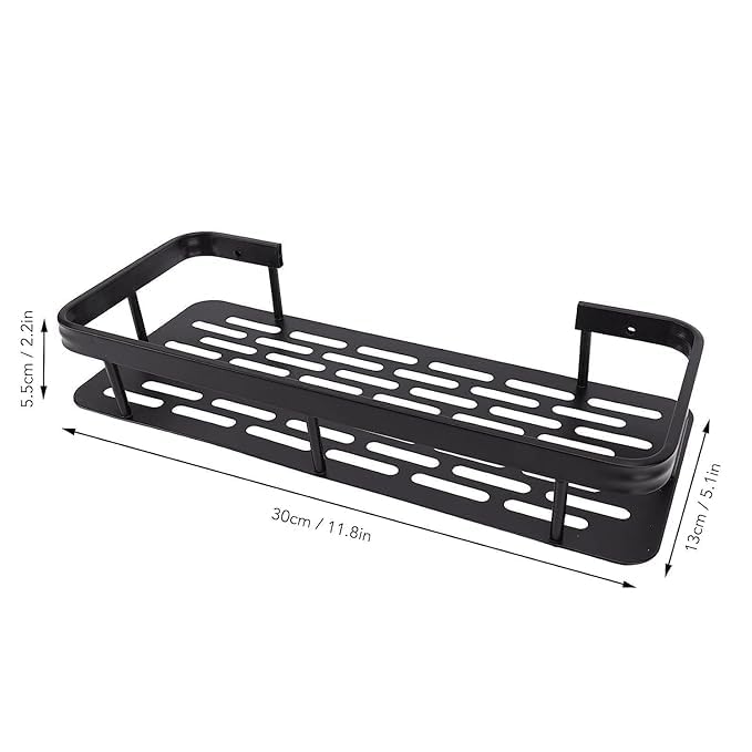 RACKORA Bathroom Stainless Steel Organiser Without Drill | Kitchen Organizer Rack | No Drill Wall Shelves | Bathroom Holder | Bathroom Rack | Stainless Steel Storage Shelf (Pack of 2, Black) - Image 2