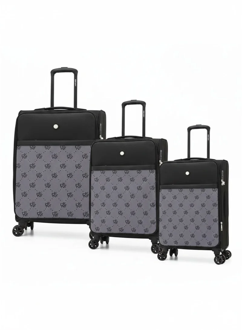 DKNY DKNY STREET CRED Softside 3-piece Luggage Set on Wheels for Unisex | Ultra Lightweight ABS with Spinner Wheels 4 Color Black with Grey Pattern