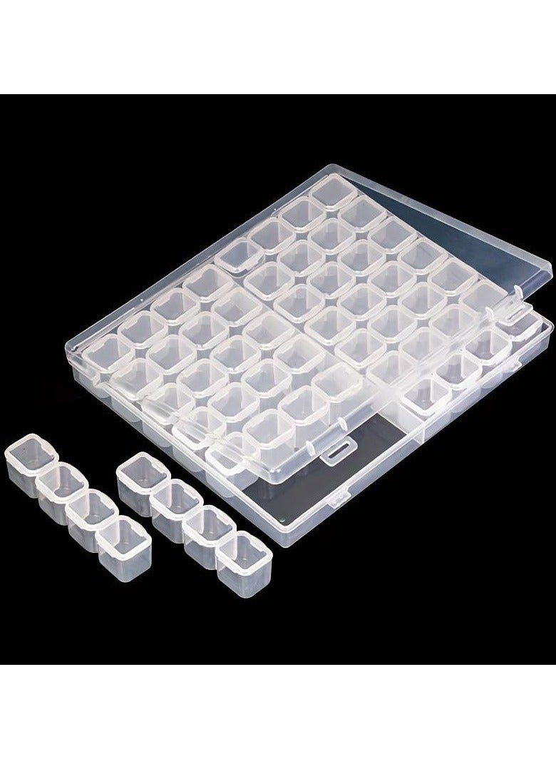 صندوق تخزين بلاستيك متعدد الاستخدام لتنظيم المجوهرات 56 شبكه مقسم لشبكات 4*7 من الداخل من أجل أدوات مجوهرات الخرز17.5 * 11 * 2.7 سم - Image 2