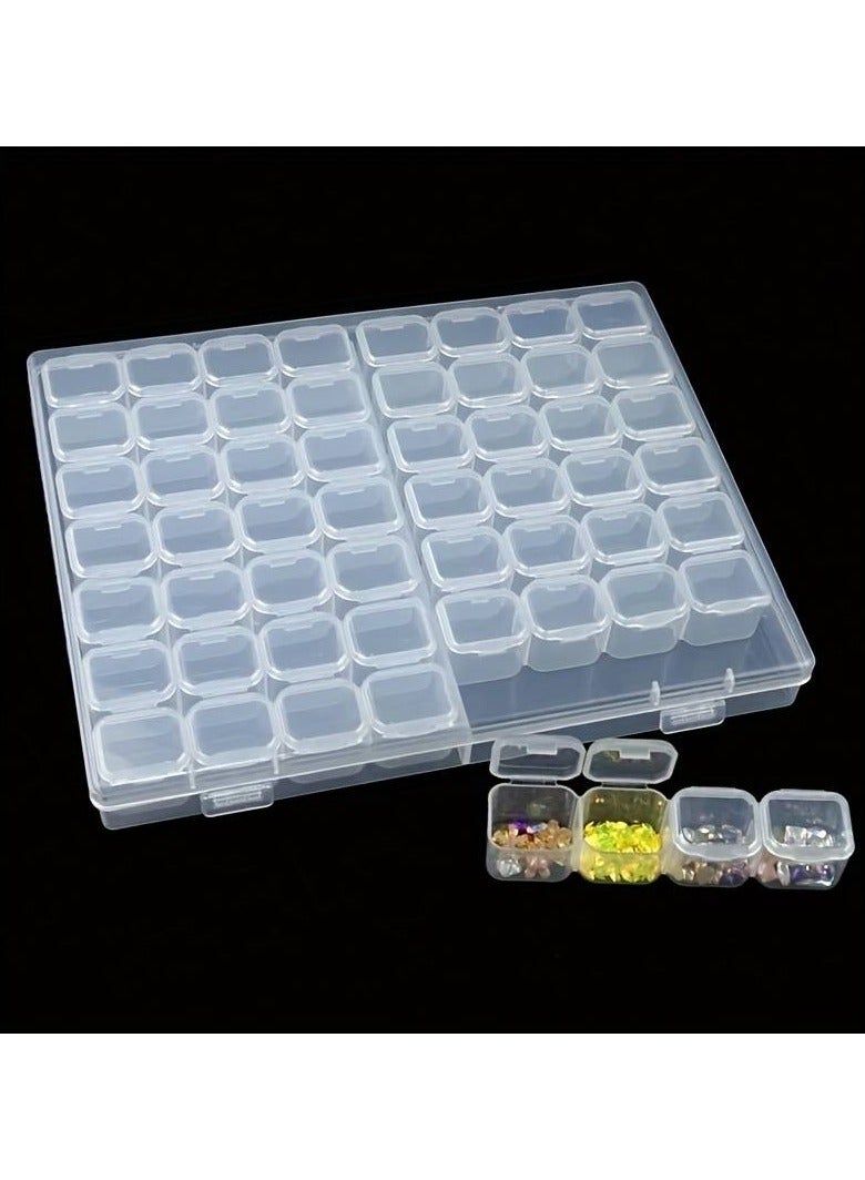 صندوق تخزين بلاستيك متعدد الاستخدام لتنظيم المجوهرات 56 شبكه مقسم لشبكات 4*7 من الداخل من أجل أدوات مجوهرات الخرز17.5 * 11 * 2.7 سم - Image 1