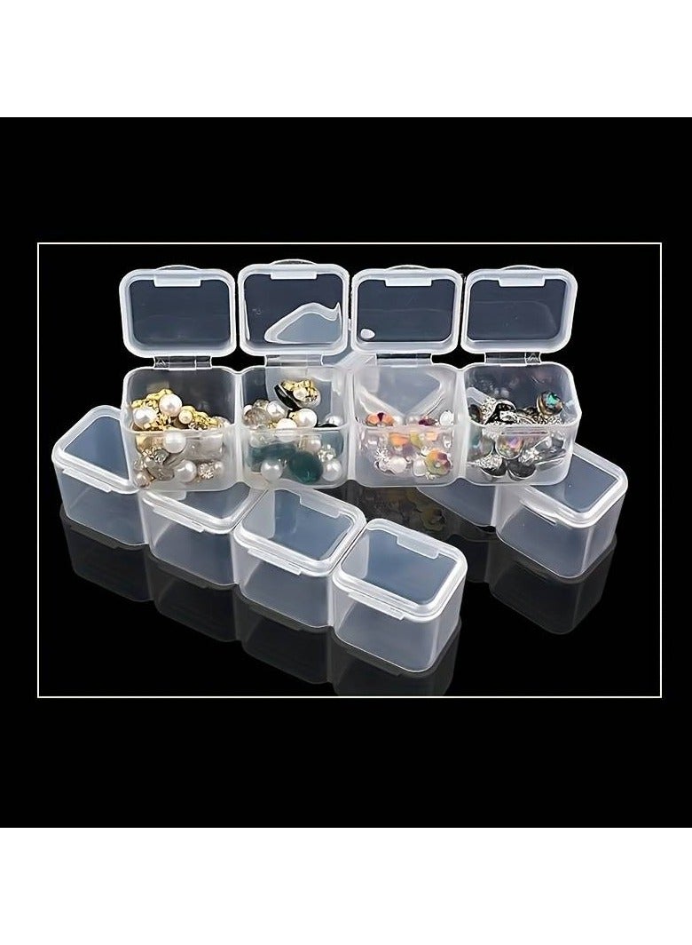 صندوق تخزين بلاستيك متعدد الاستخدام لتنظيم المجوهرات 56 شبكه مقسم لشبكات 4*7 من الداخل من أجل أدوات مجوهرات الخرز17.5 * 11 * 2.7 سم - Image 5