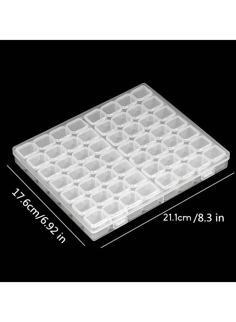 صندوق تخزين بلاستيك متعدد الاستخدام لتنظيم المجوهرات 56 شبكه مقسم لشبكات 4*7 من الداخل من أجل أدوات مجوهرات الخرز17.5 * 11 * 2.7 سم - Image 4