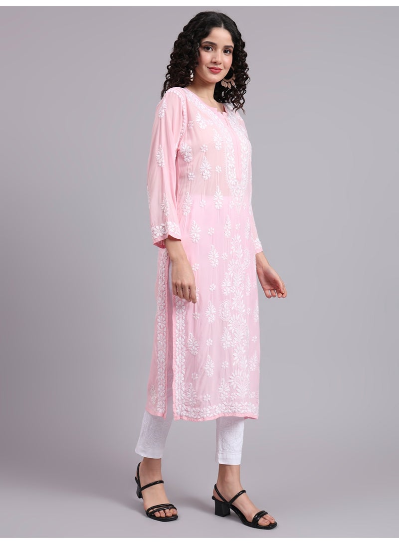 Alaya Women Chikankari Hand Embroidered Modal Kurta -AL4042 - Image 4