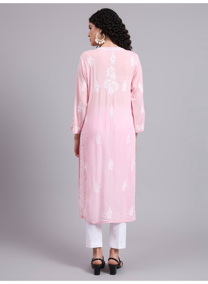 Alaya Women Chikankari Hand Embroidered Modal Kurta -AL4042 - Image 2