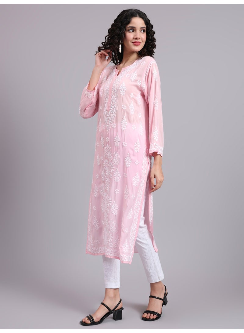 Alaya Women Chikankari Hand Embroidered Modal Kurta -AL4042 - Image 3